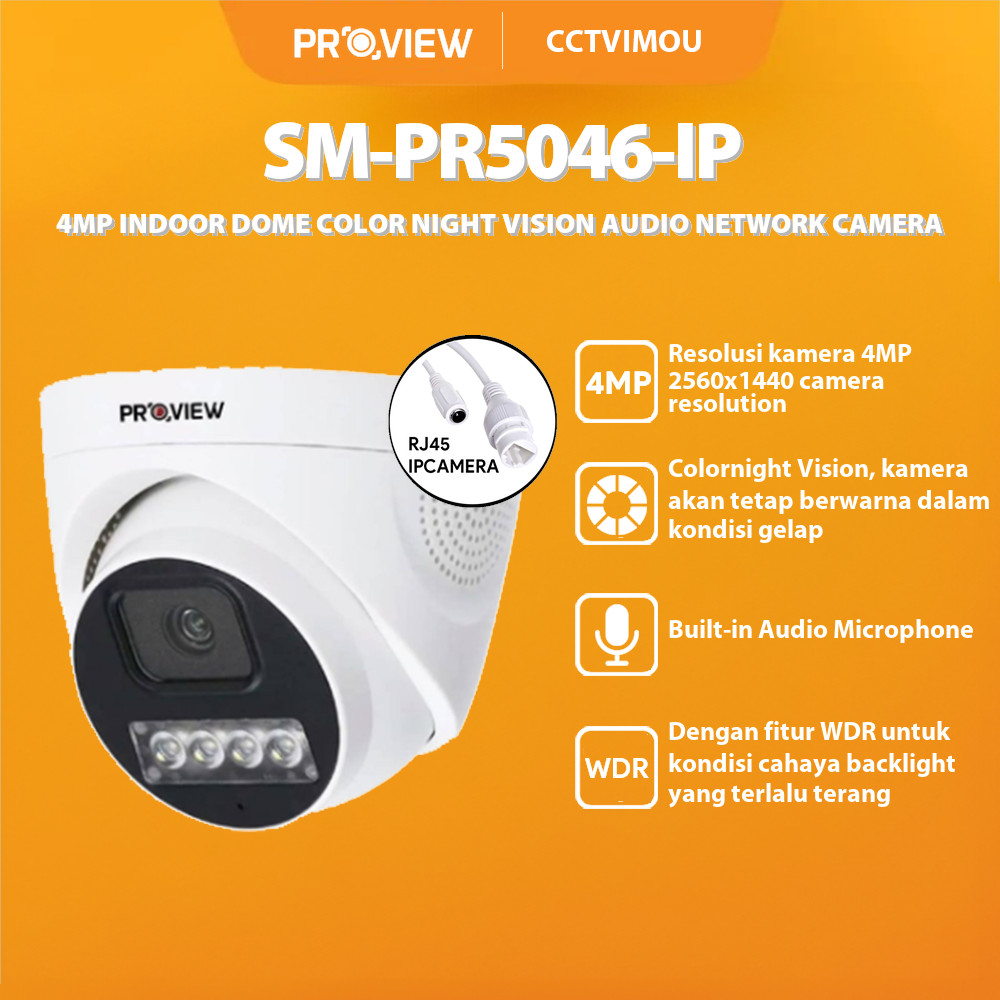 Jual PROVIEW SM-PR5046-IP 4MP INDOOR DOME COLOR NIGHT VISION AUDIO ...