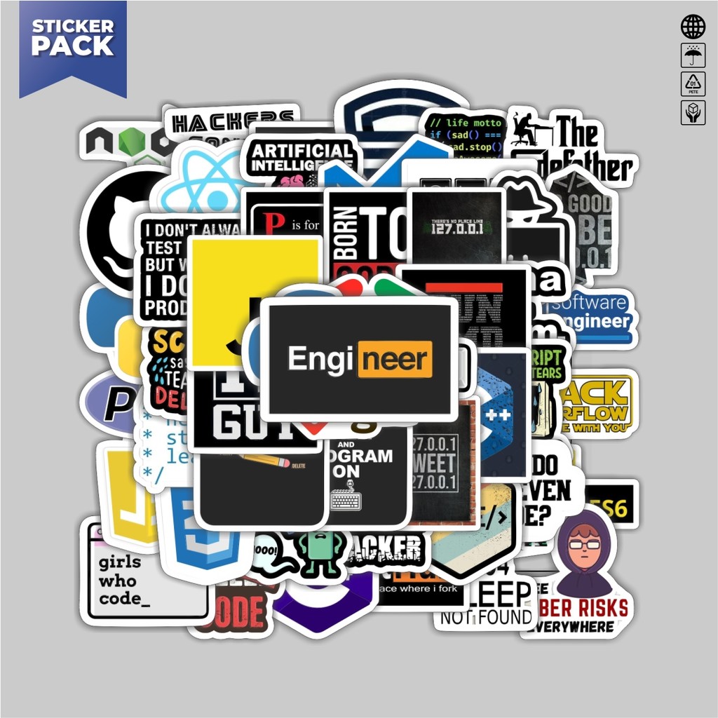 Jual [100PCS]Stiker Pack Stiker Programmer Slang Aesthetic Vinyl Anti ...