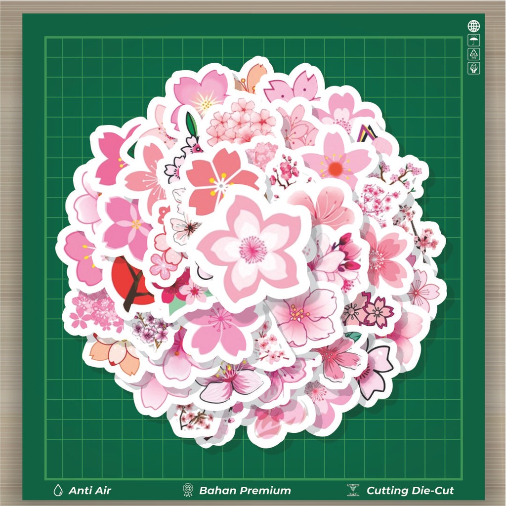 Jual HOT 50 PCS STIKER Stiker Pink Romantic Bunga Sakura Series Stiker ...