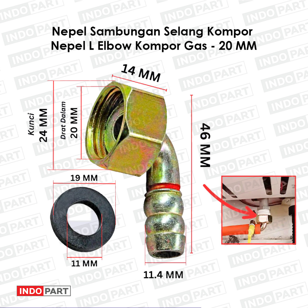 Jual Nepel Sambungan Selang Kompor Gas L / Elbow Nepple Sambungan ...