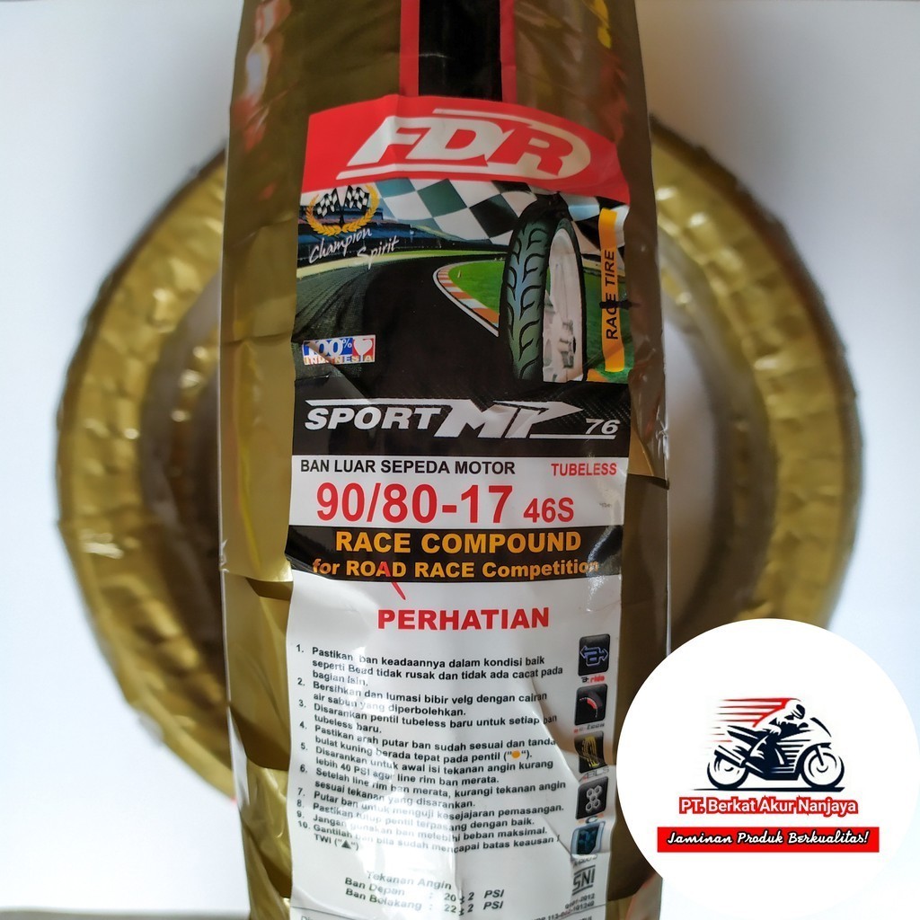 Jual FDR Sport MP 76 MP76 90/80-17 soft compound tubeless BONUS Pentil ...