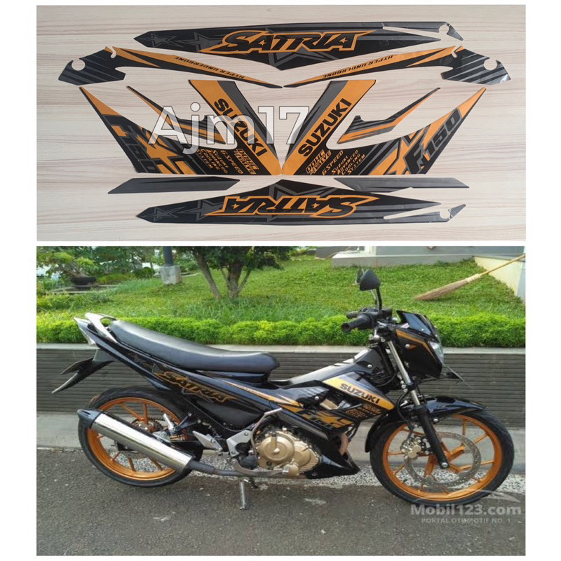 Jual STIKER STRIPING SATRIA F 2014 HITAM LIS GOLD | Shopee Indonesia