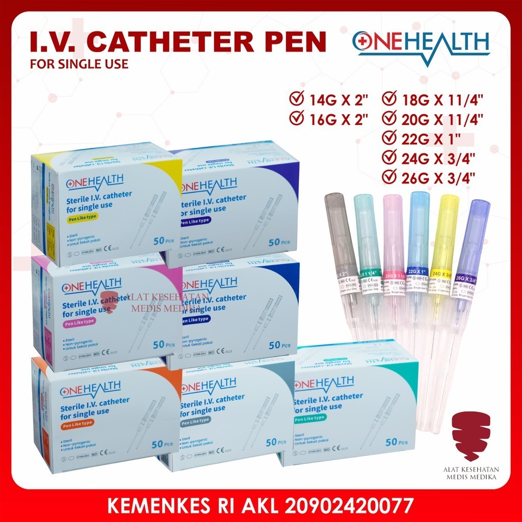Jual IV Cathether OneHealth 14G 16G 18G 20G 22G 24G 26G Abbocath I.V ...