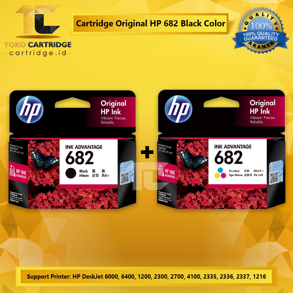 Jual Cartridge HP 682 Black Color Original Printer Deskjet 6000 6075 ...