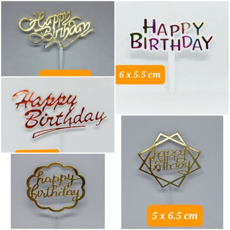 Jual topper happy birthday isi 2 pcs hias cake ultah | Shopee Indonesia