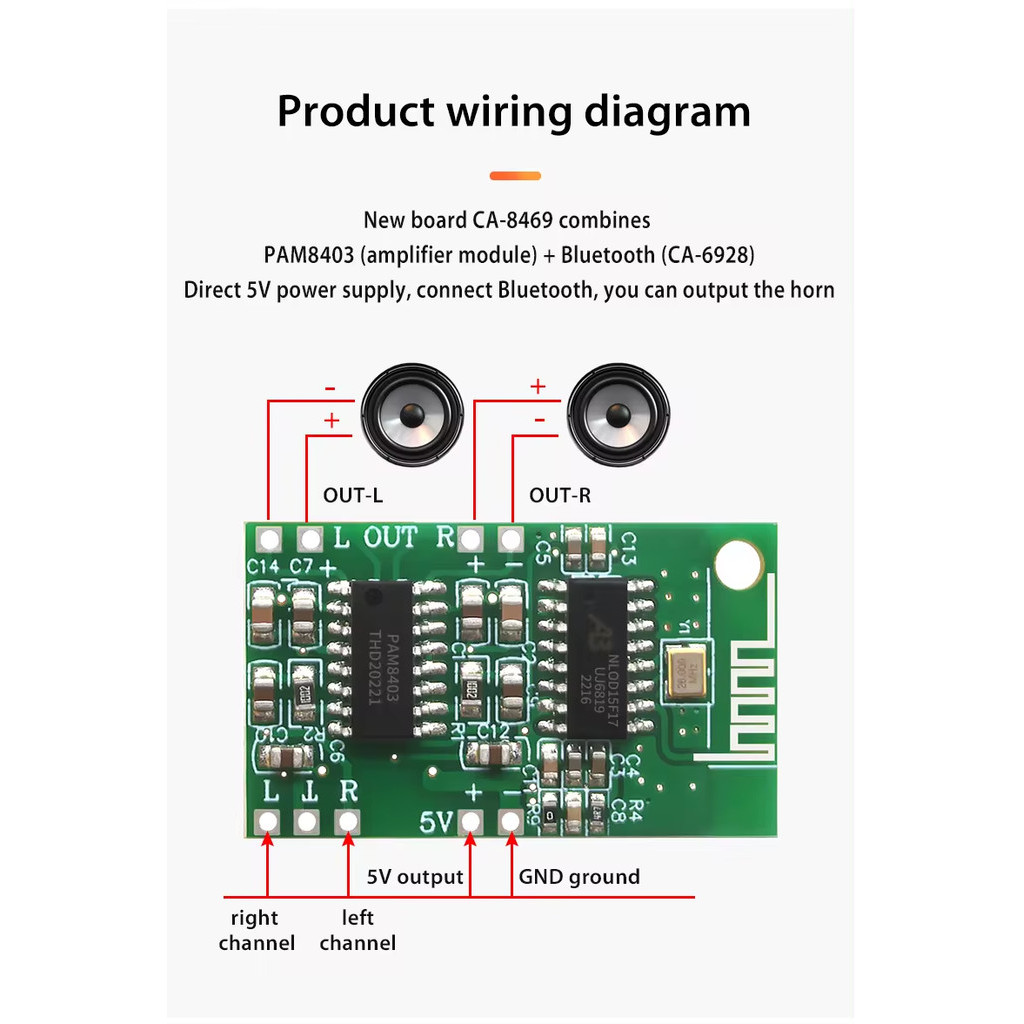 Jual Modul CA-8469 5V Bluetooth Module 5.0BT Audio Power Amplifier ...
