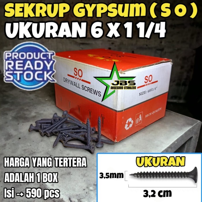 Jual [1 BOX] SEKRUP GYPSUM - SO (6x1-1/4" Inchi) - BAUT SKRUP GYPSUM