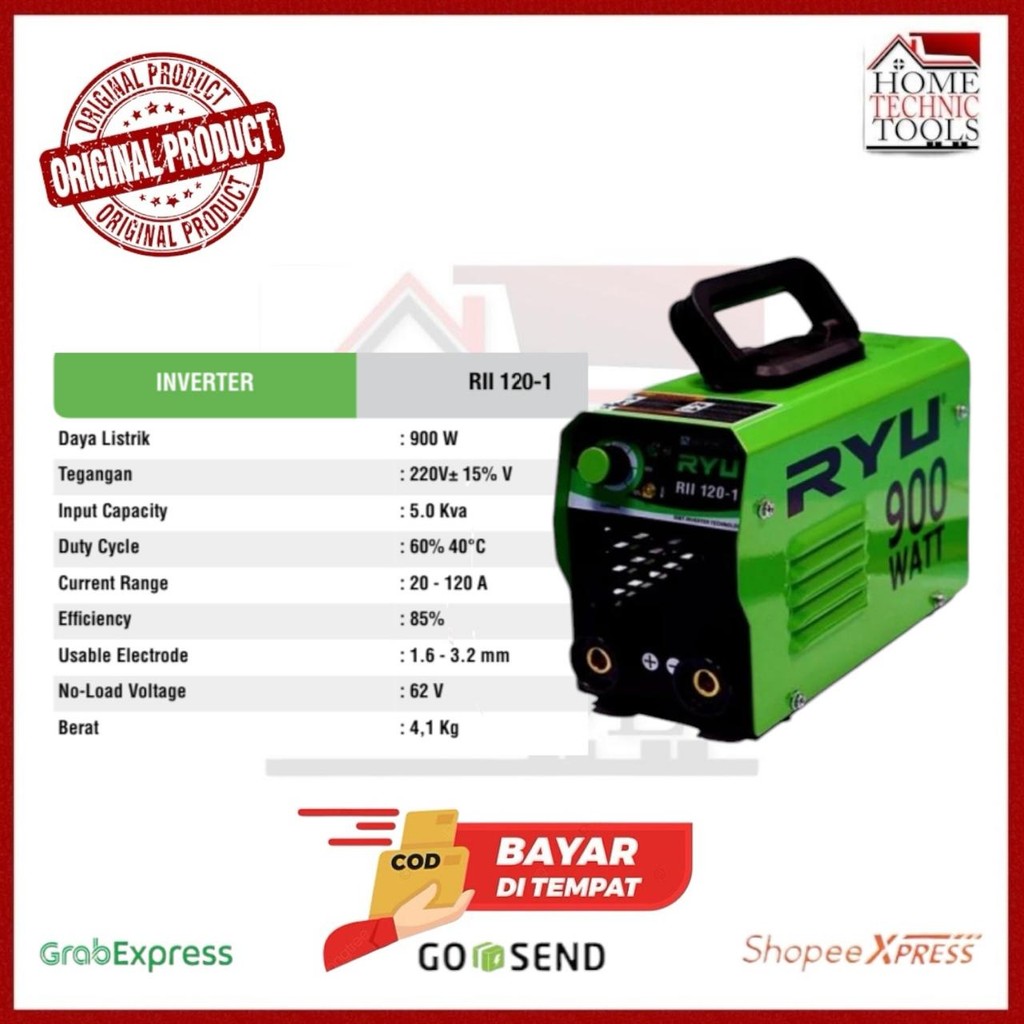 Jual RYU MESIN LAS LISTRIK 900 WATT / RII120-1 / MESIN LAS INVERTER RYU ...