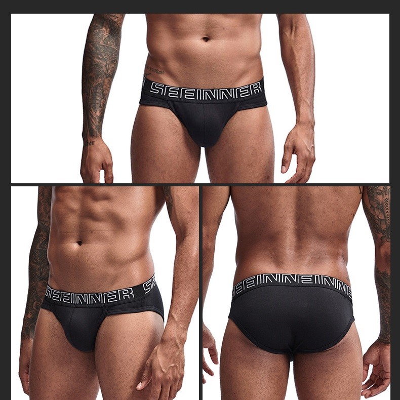 thumbnail image 2 of Seeinner Men's Soft Cotton Low Waist Briefs – Classic Solid Color Underwear (Size M To 2XL) 2 of 2