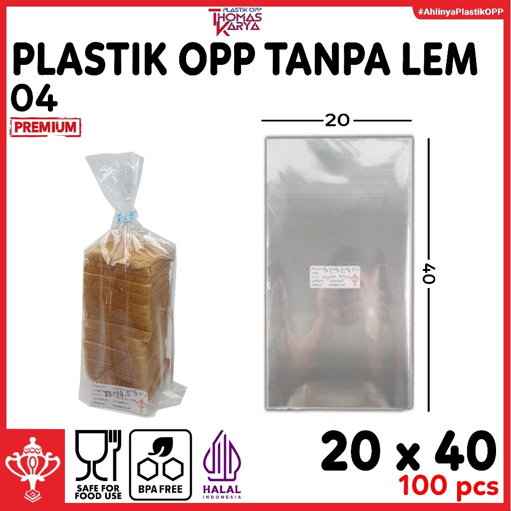 Jual Plastik OPP Roti Tawar 20x40 isi 100 Kantong Bening BESAR Kemasan ...