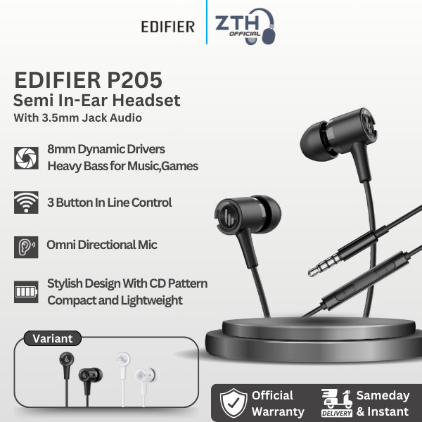 Jual EDIFIER P205 Earphone Semi In-Ear Headset 8mm Super Bass Jack 3 ...