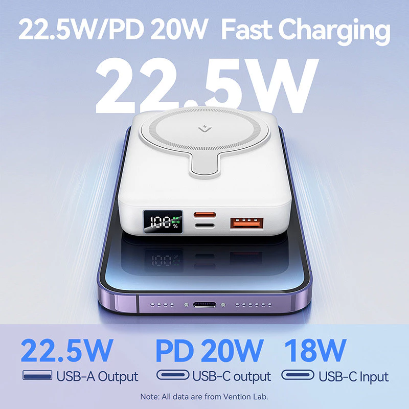 Vention Wireless Powerbank Magnetic Magsafe 22.5W iPhone Fast Charging Type C PD 10000mAh