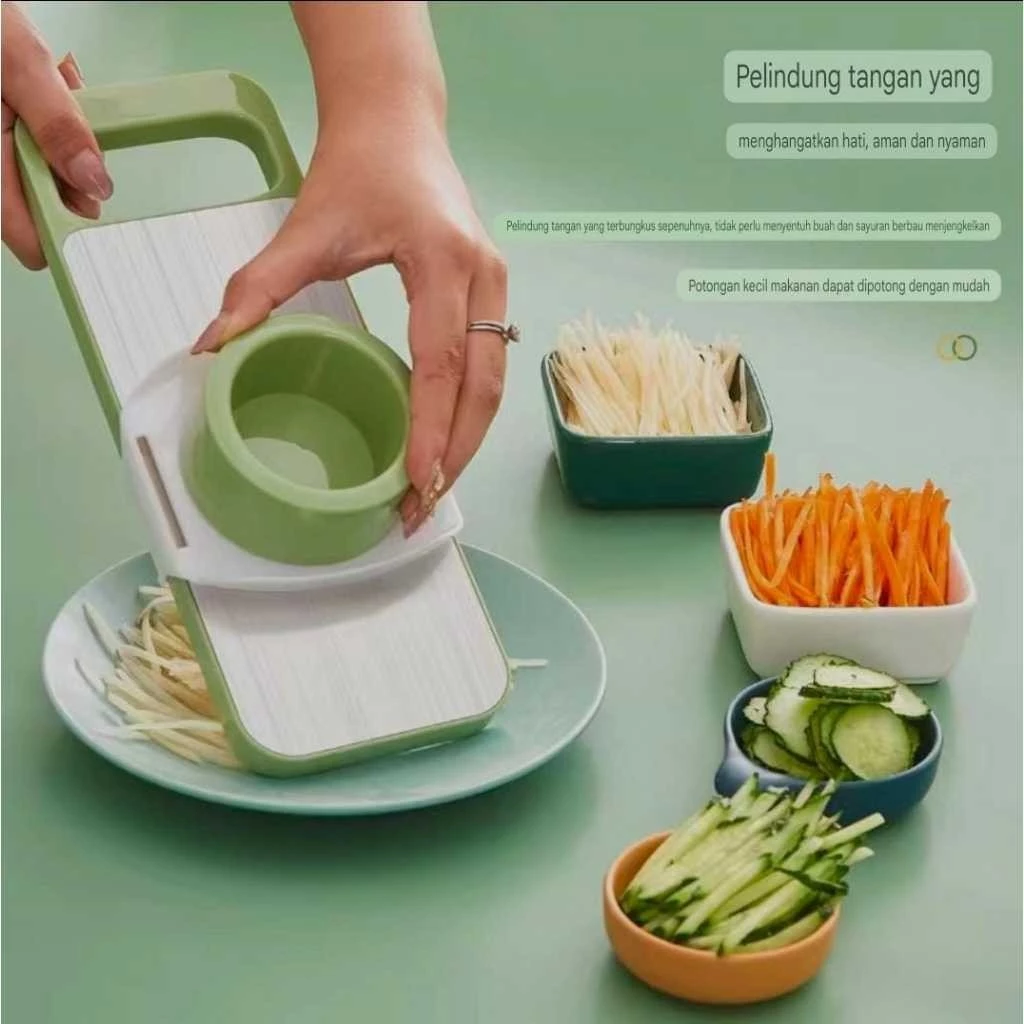 STAINLESS VEGETABLECUTTER PARUTAN SAYUR DAN BUAH 5 IN 1 / Parutan Stainless Steel Vegetable Cutte | AutoStock