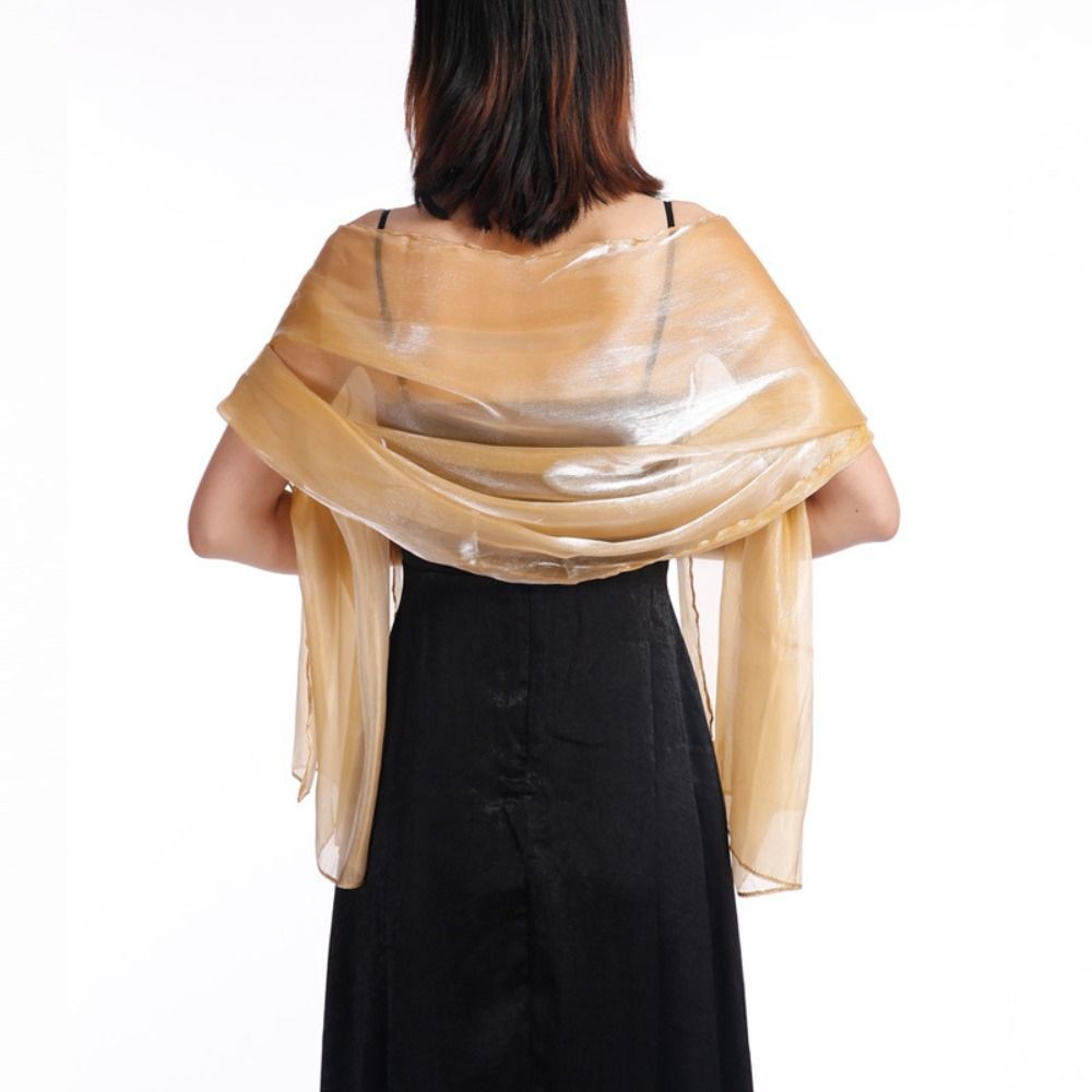 Jual Solid Color Silky Shawls and Wraps Transparent Organza Soft