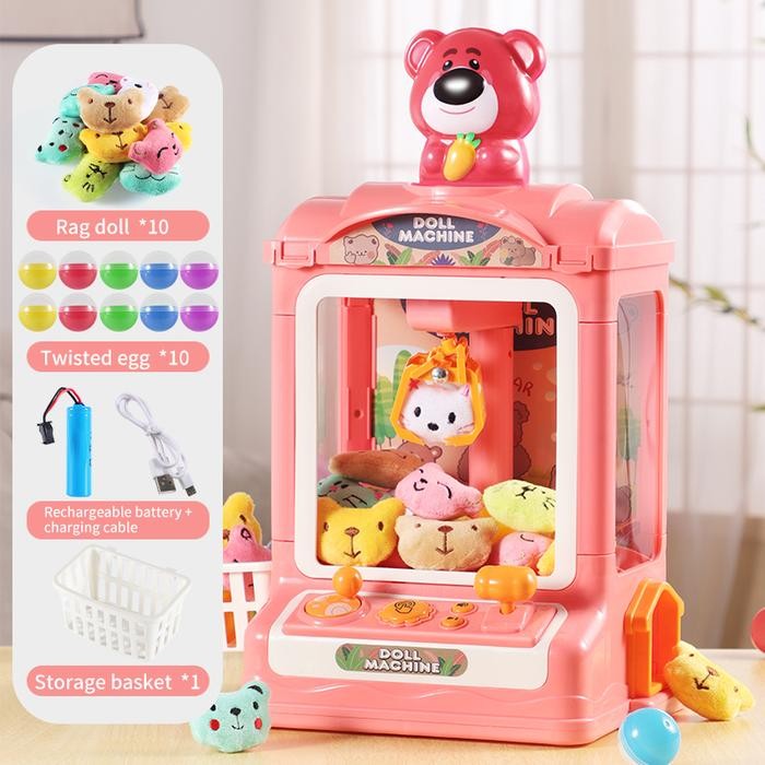 Jual Mainan Anak Mesin Capit Claw Machine Jumbo Boneka - Bear Pink ...