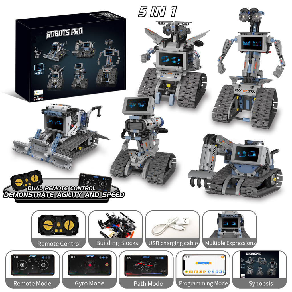 Jual 5 in 1 City Te nical Remote Control Deformed Robot Building Blocks ...