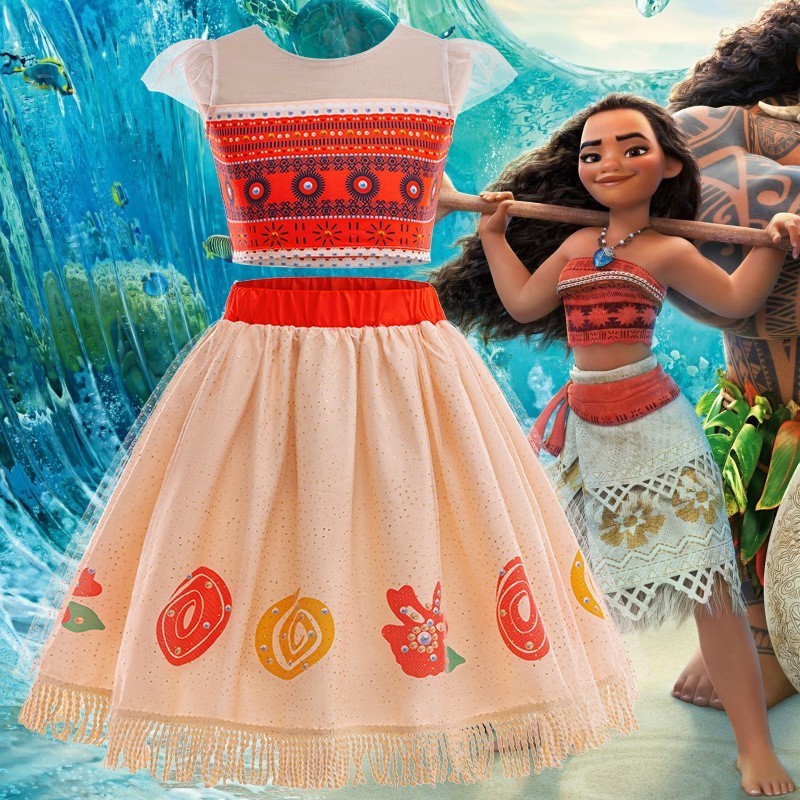 Jual PREORDER Disney New Moana Short Sleeves Dress for Girls Cosplay