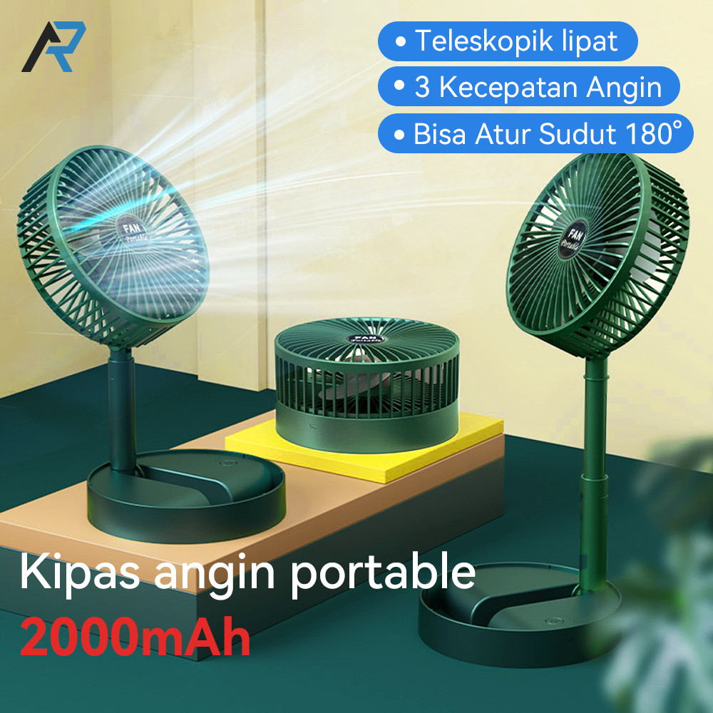 Jual Kipas Angin Portable Lipat USB 2000mAh 3-Speed Kipas Meja Kipas ...