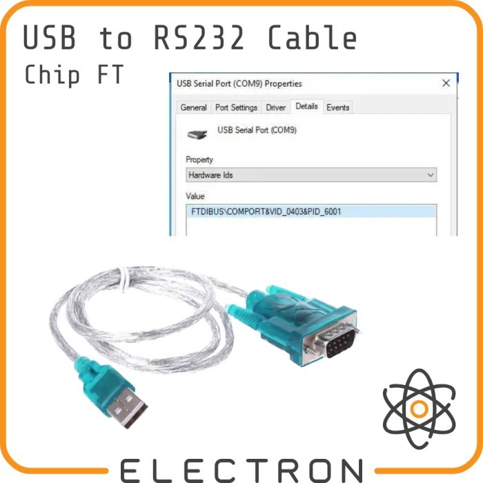 Jual USB to RS232 CH340 Serial Port DB9 Cable COM Port Adapter CH 340 ...