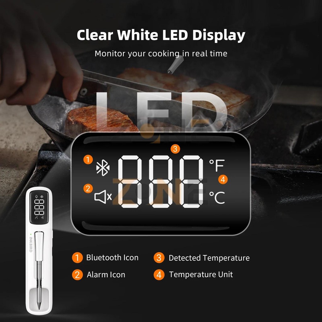 Jual Termometer Daging Wireless Alat Ukur Kematangan Daging Portabel ...