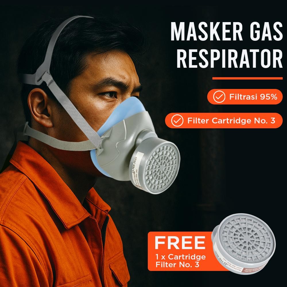 Jual VITA Masker Gas Tali Respirator Half Face Industrial Mask 95% ...