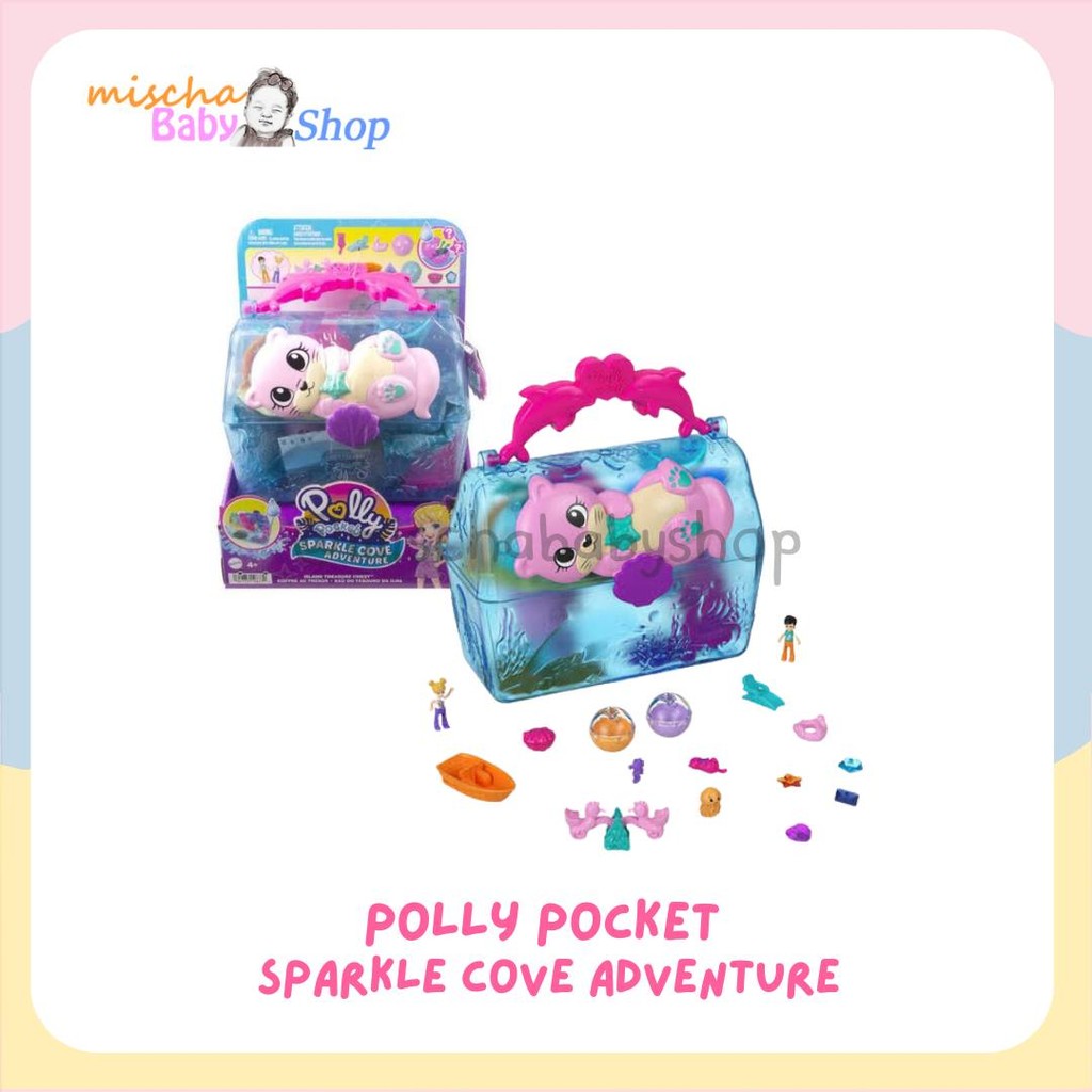 Polly Pocket Sparkle Cove Adventure, Cofre Del Tesoro Isleño Con 2 Muñecas, 4 Animales Y Accesorios, Juguete Portátil Para Niños +4 Años