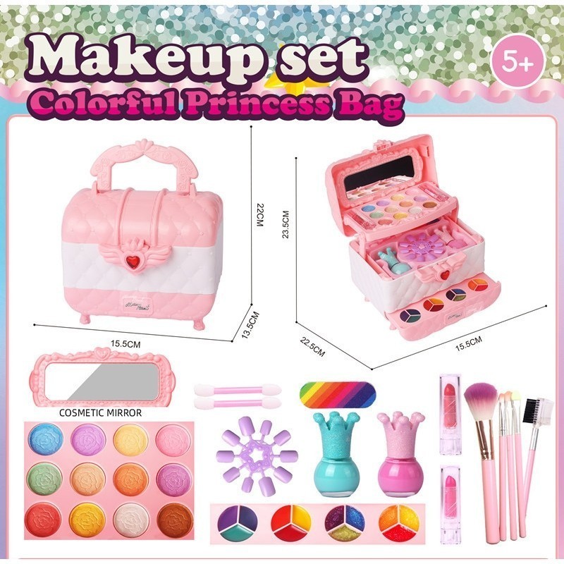 Mainan Make UP Bag Unicorn Alat Rias Anak Fungsi Real Children Pretend  play Glamous Beauty Bag Mainan Makeup anak mainan edukasi anak makeup 
