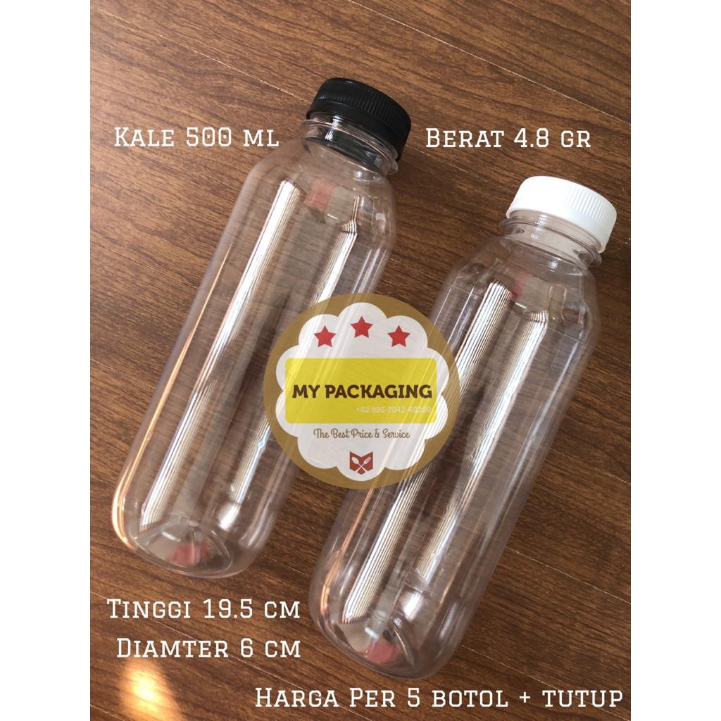 Jual 5 Pcs Botol Plastik KALE 500ml TEBAL + Tutup (5 botol) - [ COD ...
