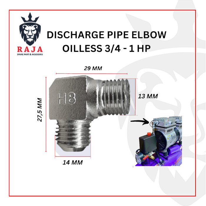 Jual Discharge Pipe Elbow Oilless Portable 3/4 - 1 HP Kompresor Listrik ...