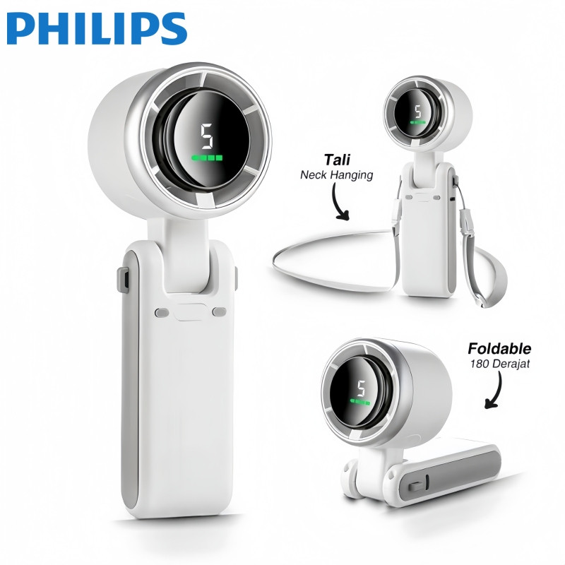 Jual PHILIPS-Mini-Kipas-Folding-Foldable-Neck-Hanging-LED-Display ...