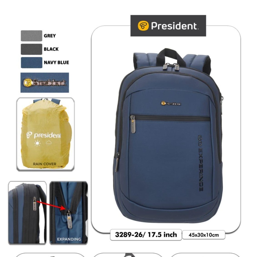 Jual PRESIDENT Ransel President 3289 3290 Backpack laptop Original ...