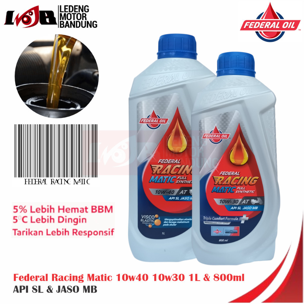 Jual Oli Federal Racing Matic Sae 10w40 Motor Matik 1L Nmax Aerox Pcx ...