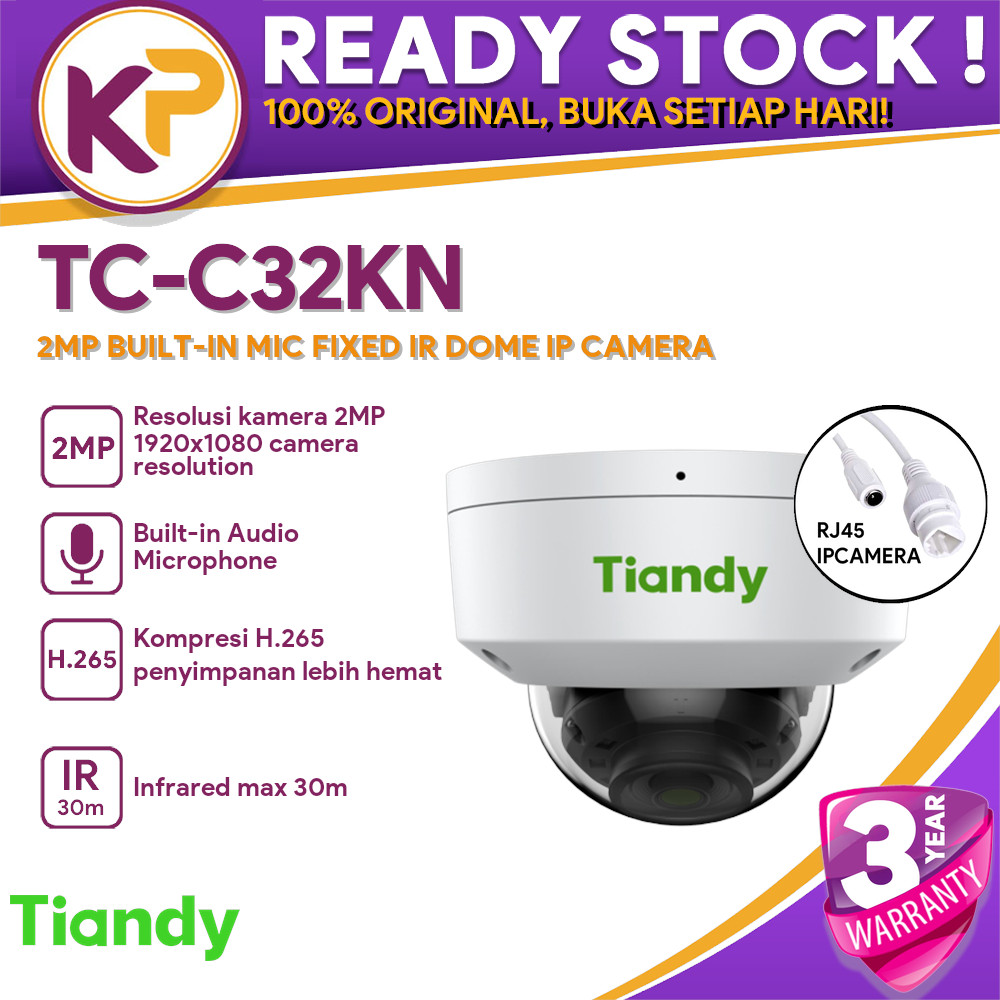 Jual TIANDY TC-C32KN 2MP BUILT-IN MIC FIXED IR DOME IP CAMERA | Shopee ...