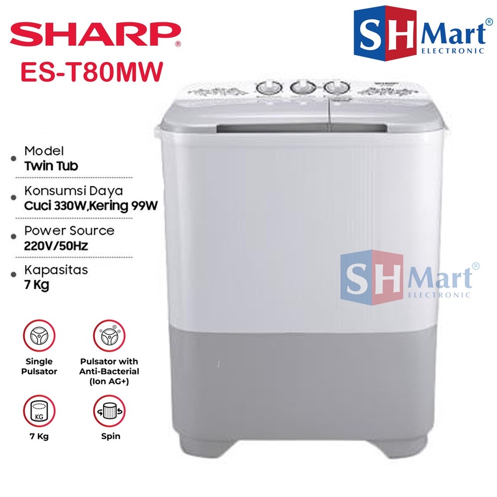 Jual MESIN CUCI SHARP 2 TABUNG EST-70MW / ES-T80MW / ES-T90MW GARANSI ...