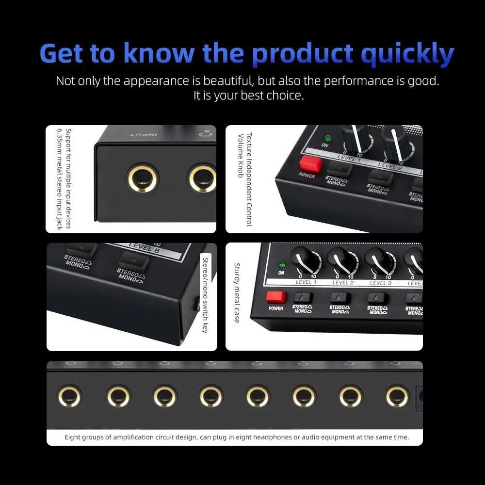 Jual Micro Audio Amplifier Headphone Splitter 8 Channel Stereo Mono ...