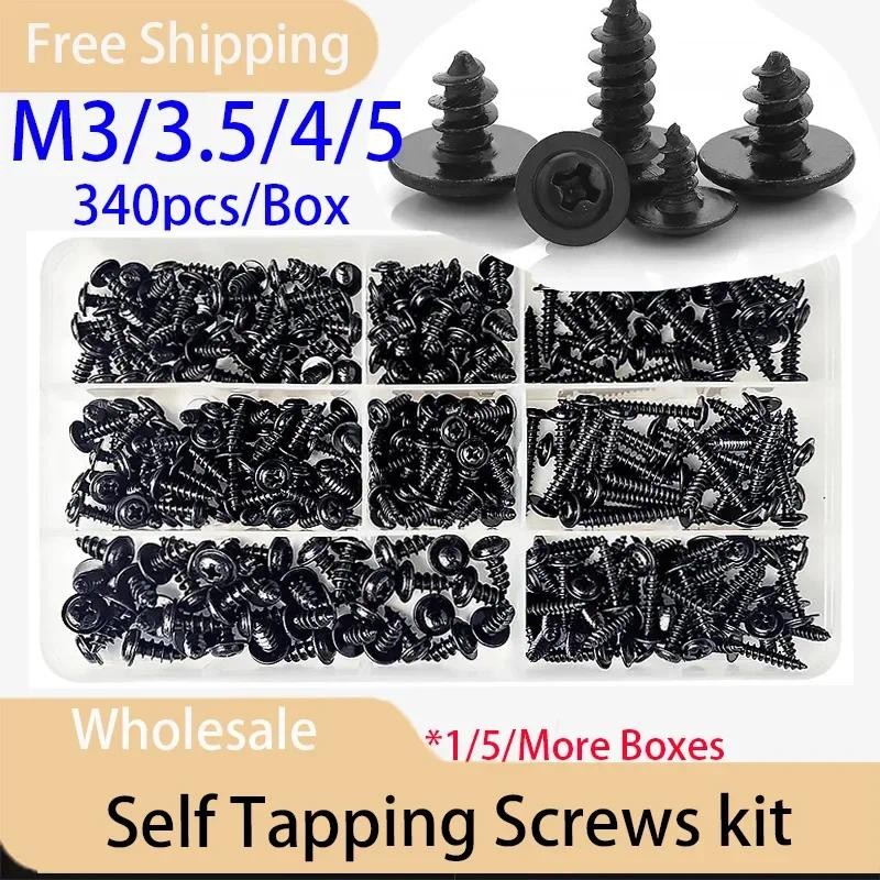 Jual 340pcs/Box Cross Head Self Tapping Screws Set Pan Head Tapping ...