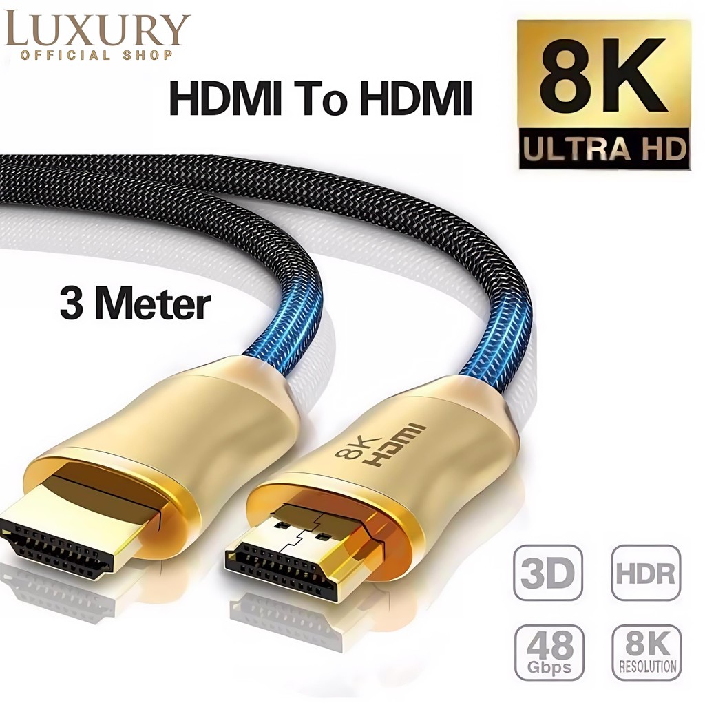 Kabel Hdmi Premium Quality Hight Speed Hdmi To Hdmi 8K Ultra HD 3Meter  Komputer PC TV Projector