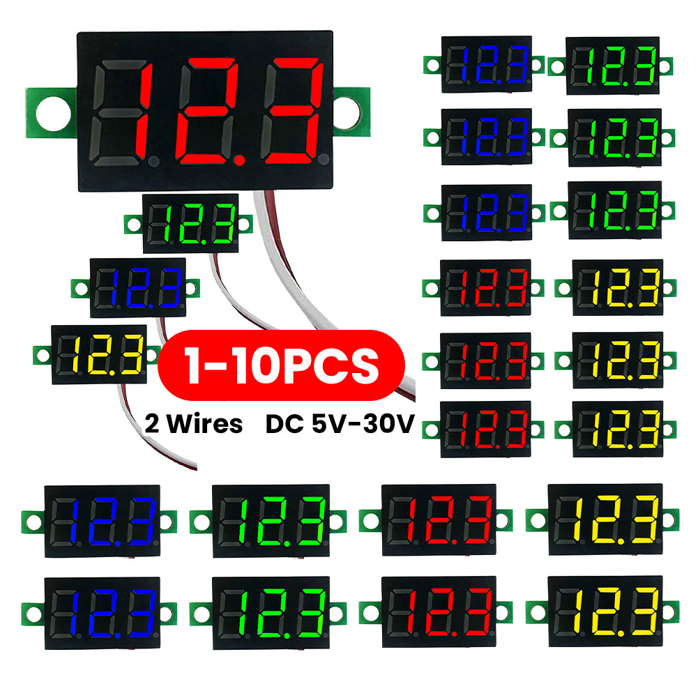 Jual 2 Wires Mini Digital Voltmeter LED Display DC 5V-30V 0.28 Inch ...