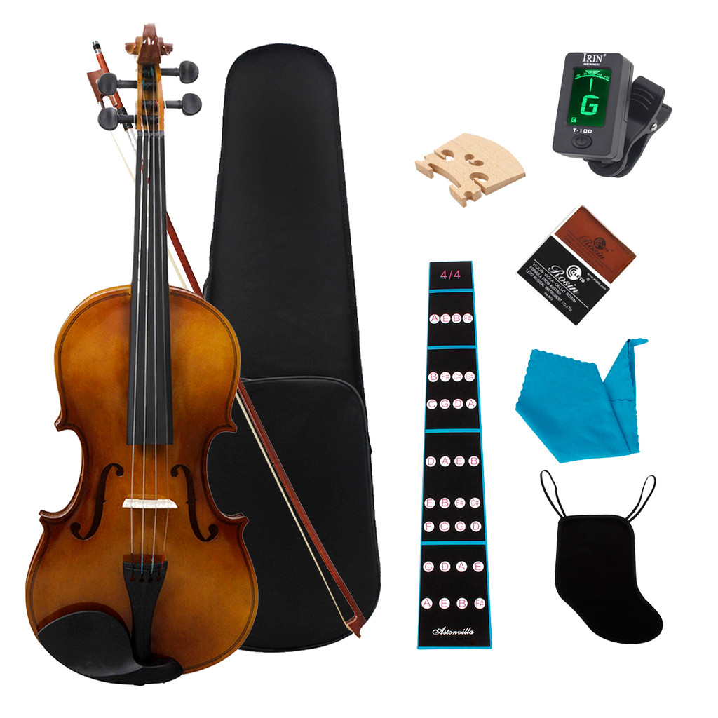 Jual 4/4 3/4 1/4 Violin Acoustic Solid Wood Natural Color Bright Fiddle ...