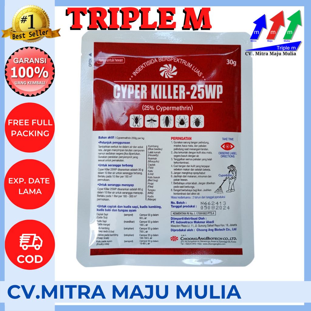 Jual Cyperkiller Cyper 25 wp 30 gram ORIGINAL / Insektisida / pembasmi ...