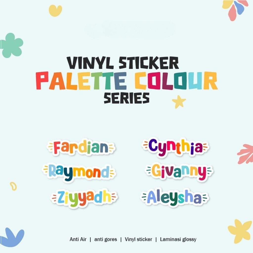 Jual Stiker Nama Anak Custom Waterproof - Vinyl Sticker Palette Color ...