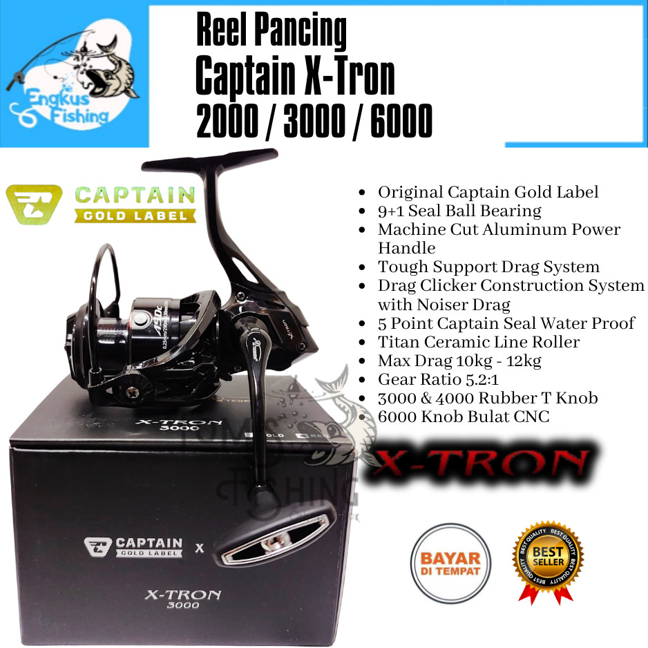 Jual Reel Pancing CAPTAIN XTRON 2000 / 3000/ 6000 Gold Label (9+1