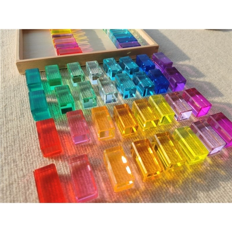Jual New Design Montessori Toys See Through Rainbow Lucite Stacking ...