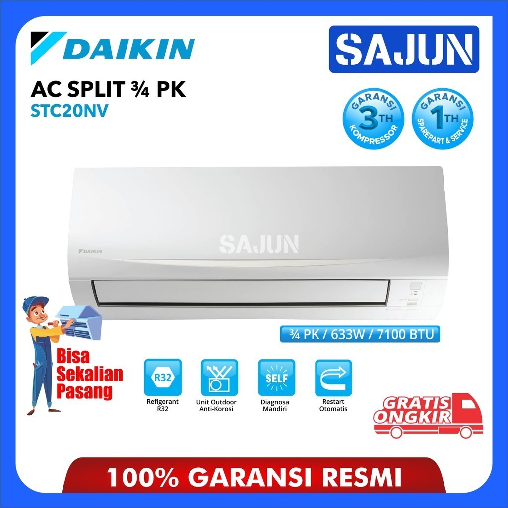 Jual AC Daikin Standard 3/4 PK ( 0.75 )Thailand R32 STC20NV | Shopee ...