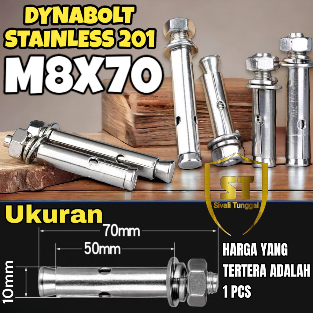 Jual DYNABOLT SS 201 M8x70 - DINABOLT - ANCHOR BOLT STAINLESS | Shopee ...