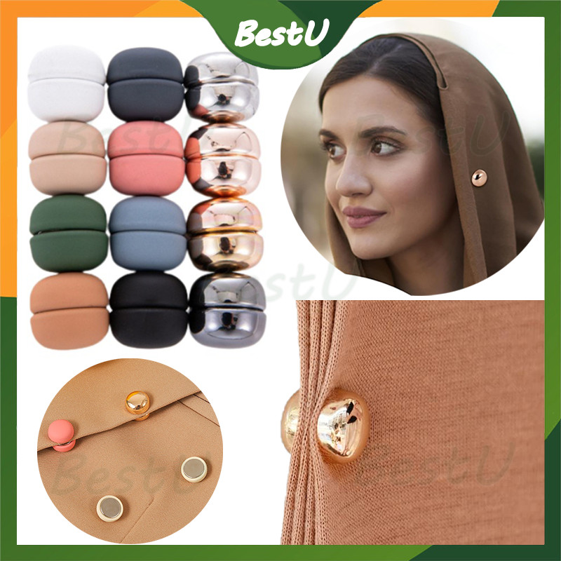 8 Spille Magnetiche Hijab – Multicolore, Senza Ago, Diametro 1,27 Cm, Per Sciarpe, Vestiti E Accessori, Chiusura Forte