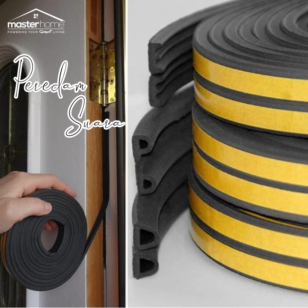 Masterhome Penutup Celah Samping Pintu | Door Seal Type D | List Peredam Kedap Suara | Karet Busa Pintu Kayu Almunium Per Roll | Penghalang Debu Serangga Bawah Pintu | Door Bottom Soundproof Sealing Strips