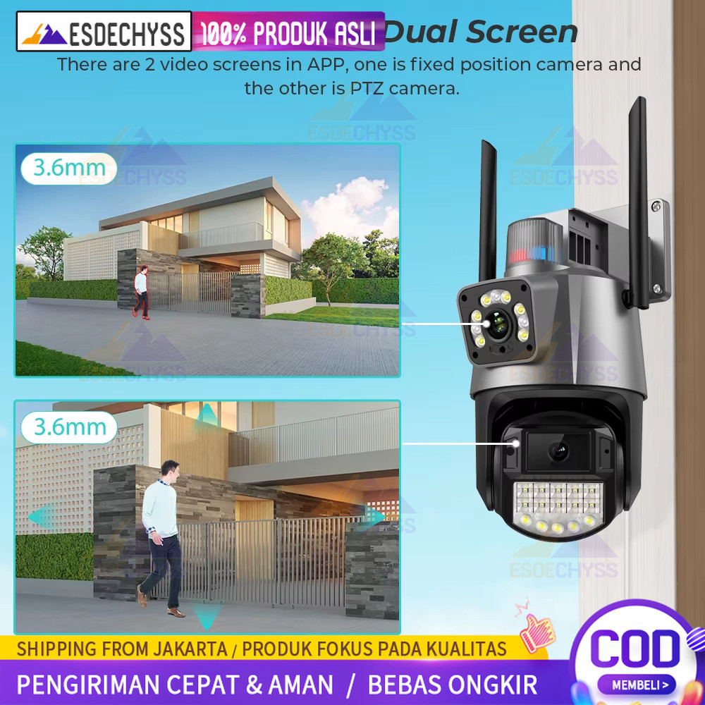 Jual BEKEY Outdoor Dual Lens CCTV HD V380 Pro CCTV 8MP PTZ Camera Dual ...