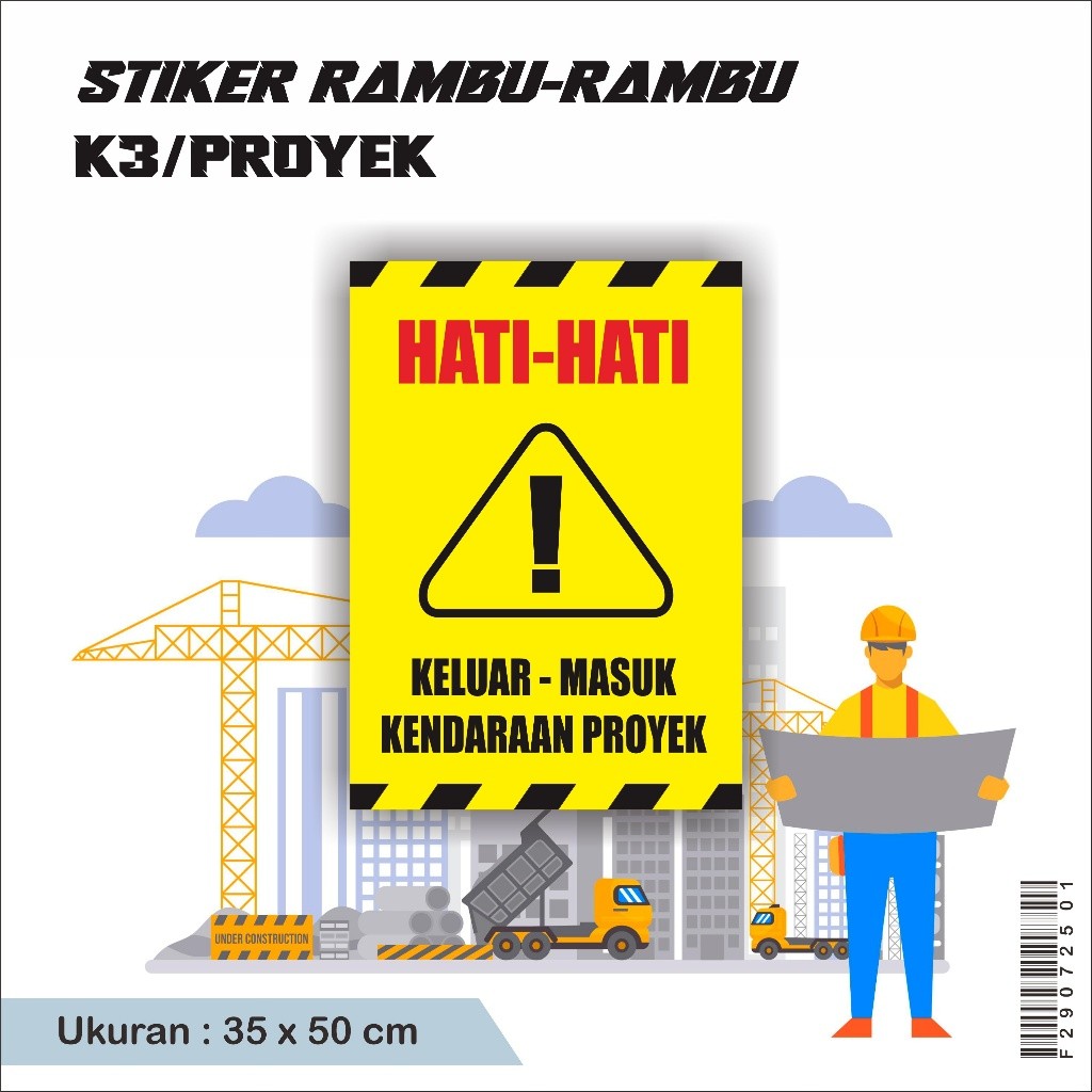 Jual Sticker Stiker Warning Rambu-Rambu Proyek K3 Keselamatan Kerja ...
