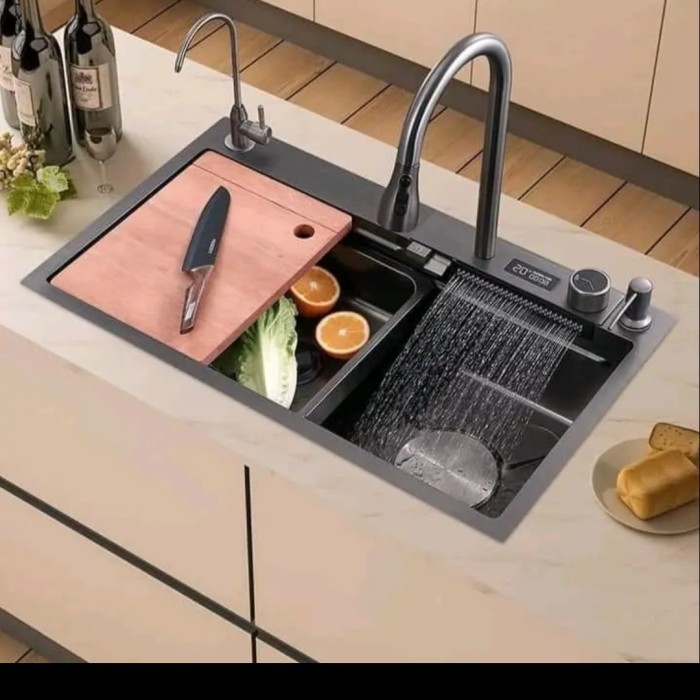 Jual kitchen sink 7545 modern hitam komplit set | Shopee Indonesia